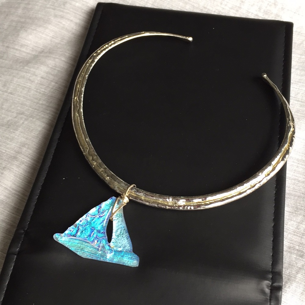 Handmade sailboat necklace bangle glass-work